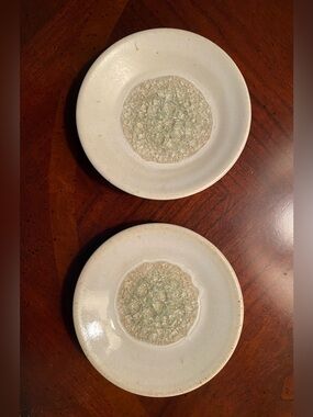 Dock 6 Pottery White Geode Crackle Glass Trinket Dish Set of 2